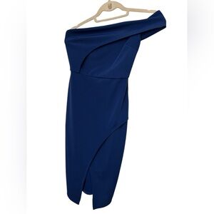 Mustard Seed Bodycon Cocktail Dress Royal Blue Size Small‎ One Shoulder